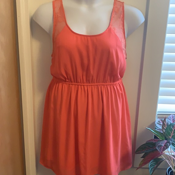 Forever21 Coral Dress with Lace - Picture 1 of 7